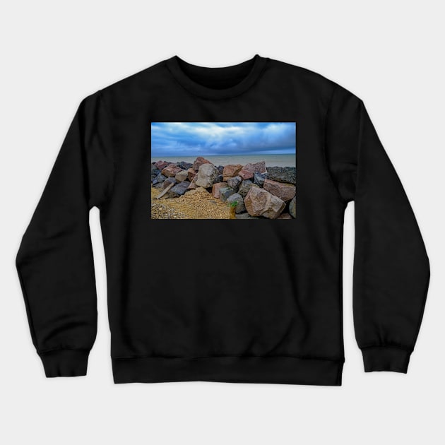 Rocks on the Norfolk coast Crewneck Sweatshirt by yackers1